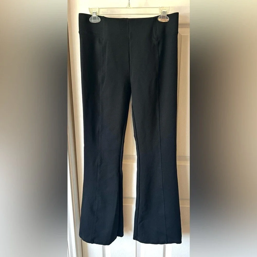 Stoosh Black Flare Leg Seamed Pull On Pants Womens‎ Large High Rise Inseam 29.5
